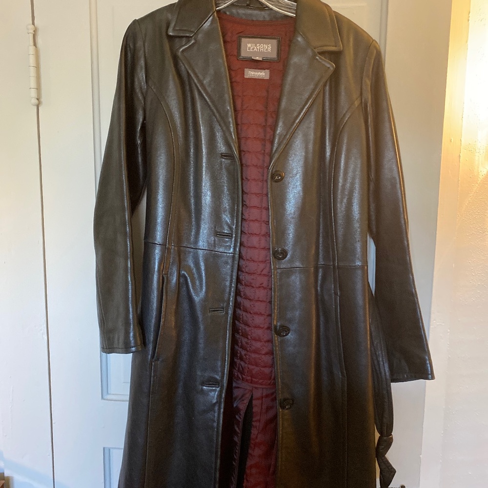 Wilsons Leather long black jacket small